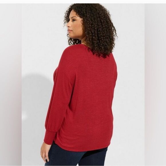 #229 TORRID Size 4X, Red Hacci Drop Shoulder Pocket Pullover NEW - Picture 6 of 7